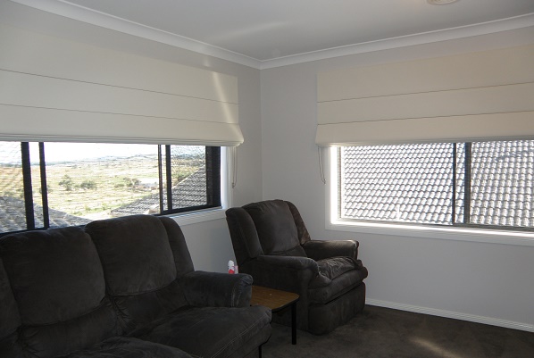 Block Out Roman Blinds in Lounge room 